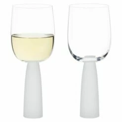 Anton Studios Oslo Set of 2 Frosted Wine Glasses - Elegant Drinkware for Wine Enthusiasts -HARTS OF STUR Sales ASD10391 Anton Studios Set of 2 Oslo Wine Glasses Frost 1