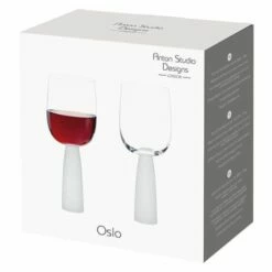 Anton Studios Oslo Set of 2 Frosted Wine Glasses - Elegant Drinkware for Wine Enthusiasts -HARTS OF STUR Sales ASD10391 Anton Studios Set of 2 Oslo Wine Glasses Frost 3
