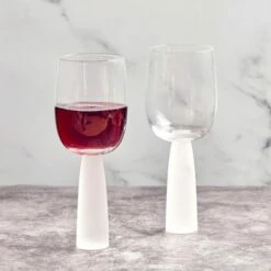 Anton Studios Oslo Set of 2 Frosted Wine Glasses - Elegant Drinkware for Wine Enthusiasts -HARTS OF STUR Sales ASD10391 Anton Studios Set of 2 Oslo Wine Glasses Frost 4