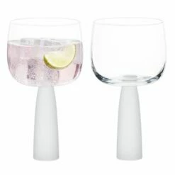 Anton Studios Oslo Set of 2 Frosted Gin Glasses - Elegant Drinkware for Cocktails -HARTS OF STUR Sales ASD10392 Anton Studios Set of 2 Oslo Gin Glasses Frost 1