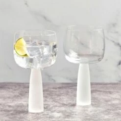 Anton Studios Oslo Set of 2 Frosted Gin Glasses - Elegant Drinkware for Cocktails -HARTS OF STUR Sales ASD10392 Anton Studios Set of 2 Oslo Gin Glasses Frost 4