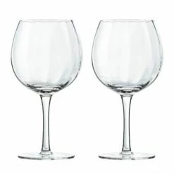 Artisan Street Ripple Balloon Gin Glasses Set of 2 - Elegant Drinkware for Cocktails & Spirits