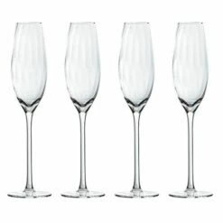 Artisan Street Ripple Champagne Glasses Set Of 4 - Elegant Drinkware for Celebrations