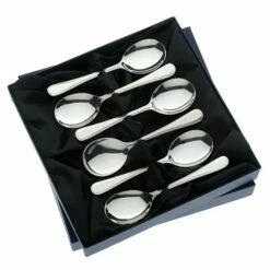 Arthur Price Of England Bead Sovereign Stainless Steel Set Of 6 Fruit Spoons - Elegant Cutlery for Dining