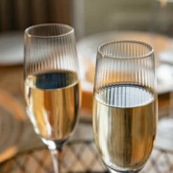 BarCraft Ridged Champagne Flutes Set Of 2 - Elegant Drinkware for Celebrations -HARTS OF STUR Sales BCCF2PCRIDG BarCraft Set of 2 Ridged Champagne Flutes 4