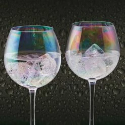 BarCraft Set Of Two Iridescent Gin Glasses - Elegant Drinkware for Cocktails & Spirits -HARTS OF STUR Sales BCGINLUST2PC Barcraft GIN GLASS 2PC GLASS IRIDESCENT 3