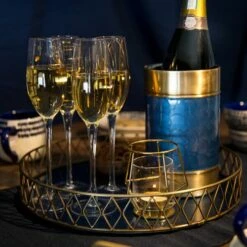 BarCraft Brass Finish Serving Tray - Elegant Tableware for Dining & Entertaining -HARTS OF STUR Sales BCTRAYBLUBRS BarCraft Brass Finish Serving Tray NEW 3