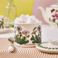 Portmeirion Botanic Garden Lidded Sugar Bowl | Elegant Tableware for Tea & Coffee -HARTS OF STUR Sales BG02312 Botanic Garden by Portmeirion Covered Sugar Drum Shape 1