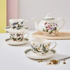 Portmeirion Botanic Garden Teacup & Saucer Set of 6 - Traditional English Drinkware -HARTS OF STUR Sales BG04107 Botanic Garden by Portmeirion Teacup And Saucer Traditional Set of 6 1