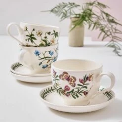 Portmeirion Botanic Garden Breakfast Cup & Saucer Set Of 6 - Elegant Drinkware for Tea & Coffee -HARTS OF STUR Sales BG04557 Botanic Garden by Portmeirion Breakfast Cup And Saucer Set of 6 1