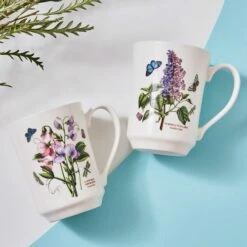 Portmeirion Botanic Garden Flared Tankard Mug Set Of 6 - Elegant Drinkware for Tea & Coffee -HARTS OF STUR Sales BG49510 Botanic Garden by Portmeirion Flared Tankard Set of 6 1