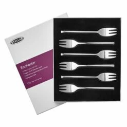 Stellar Rochester Polished Set Of 6 Pastry Forks - Elegant Gift Box Set