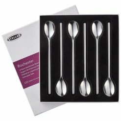 Stellar Rochester Polished 6 Piece Latte/Sundae Spoon Gift Box Set - Premium Stainless Steel Cutlery