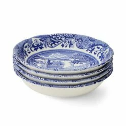 Spode Blue Italian Set Of 4 15cm Cereal Bowls - Elegant Tableware for Breakfast & Dining