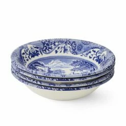 Spode Blue Italian Set of 4 Cereal Bowls, 20cm - Elegant Tableware for Breakfast & Dining