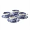Spode Blue Italian Set of 4 Teacups & Saucers - Elegant English Fine Bone China -HARTS OF STUR Sales BLI1130 Spode Blue Italian Teacup and Saucer