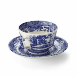 Spode Blue Italian Set of 4 Teacups & Saucers - Elegant English Fine Bone China -HARTS OF STUR Sales BLI1130 Spode Blue Italian Teacup and Saucer 2