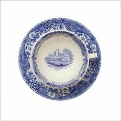Spode Blue Italian Set of 4 Teacups & Saucers - Elegant English Fine Bone China -HARTS OF STUR Sales BLI1130 Spode Blue Italian Teacup and Saucer 3