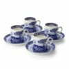 Spode Blue Italian Set of 4 Coffee Cups & Saucers - Elegant Drinkware for Tea & Coffee -HARTS OF STUR Sales BLI1200 Spode Blue Italian Coffee Cup and Saucer