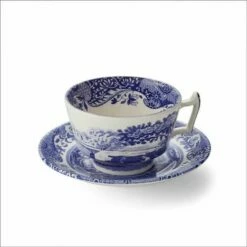 Spode Blue Italian Set of 4 Breakfast Cups & Saucers - Elegant English Drinkware -HARTS OF STUR Sales BLI1260 Spode Blue Italian Breakfast Cup and Saucer 1