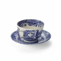 Spode Blue Italian Set of 4 Breakfast Cups & Saucers - Elegant English Drinkware -HARTS OF STUR Sales BLI1260 Spode Blue Italian Breakfast Cup and Saucer 2