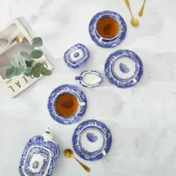 Spode Blue Italian Set of 4 Breakfast Cups & Saucers - Elegant English Drinkware -HARTS OF STUR Sales BLI1260 Spode Blue Italian Breakfast Cup and Saucer 5