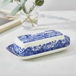 Spode Blue Italian Butter Dish - Elegant Tableware for Dining -HARTS OF STUR Sales BLI2850X Spode Blue Italian Butter Dish 3