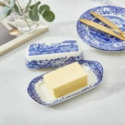 Spode Blue Italian Butter Dish - Elegant Tableware for Dining -HARTS OF STUR Sales BLI2850X Spode Blue Italian Butter Dish 5