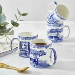 Spode Blue Italian Set of 4 Small Mugs - Elegant Ceramic Coffee Cups -HARTS OF STUR Sales BLI5110X Spode Blue Italian Mug 3