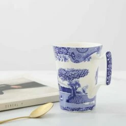 Spode Blue Italian Set of 4 Cottage Mugs - Elegant Ceramic Drinkware 12 Spode Blue Italian Set of 4 Cottage Mugs - Elegant Ceramic Drinkware -HARTS OF STUR Sales BLI5123 Spode Blue Italian Mug 4