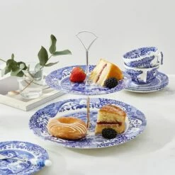 Spode Blue Italian 2-Tier Cake Stand - Elegant Tableware for Special Occasions -HARTS OF STUR Sales BLI5125 Spode Blue Italian 2 Tier Cake Stand 5