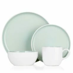Barbary & Oak Oslo 16-Piece Dinnerware Set in Green | Premium Tableware Set