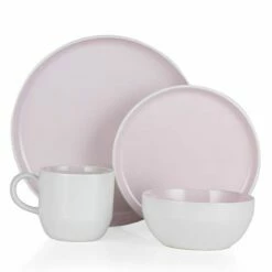 Barbary & Oak Oslo 16-Piece Dinnerware Set in Pink | Elegant Tableware Set