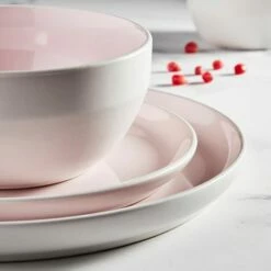 Barbary & Oak Oslo 16-Piece Dinnerware Set in Pink | Elegant Tableware Set -HARTS OF STUR Sales BO867004PNK Barbary And Oak Oslo 16 Piece Dinnerware Set Pink 4