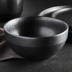 Barbary & Oak Luna 16-Piece Dinnerware Set - Elegant Black Tableware for Stylish Dining -HARTS OF STUR Sales BO867005BLK Barbary Oak Luna 16 Piece Dinnerware Set Black 2