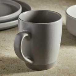 Barbary & Oak Avena 16-Piece Dinnerware Set in Grey - Premium Tableware for Stylish Dining -HARTS OF STUR Sales BO867007GRY Barbary And Oak Avena 16 Piece Dinnerware Set Grey 3