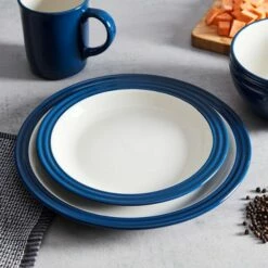 Barbary & Oak Foundry 16-Piece Dinnerware Set in Blue | Premium Tableware Set -HARTS OF STUR Sales BO867011BLU Barbary And Oak Foundry 16 Piece Dinnerware Blue 2