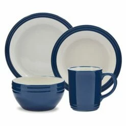 Barbary & Oak Foundry 16-Piece Dinnerware Set in Blue | Premium Tableware Set