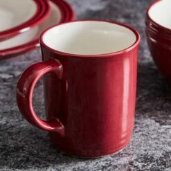 Barbary & Oak Foundry 16-Piece Dinnerware Set in Red | Premium Tableware Set -HARTS OF STUR Sales BO867011RED Barbary And Oak Foundry 16 Piece Dinnerware Red 3