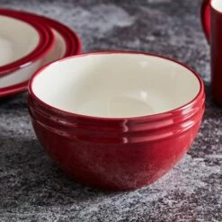 Barbary & Oak Foundry 16-Piece Dinnerware Set in Red | Premium Tableware Set -HARTS OF STUR Sales BO867011RED Barbary And Oak Foundry 16 Piece Dinnerware Red 4