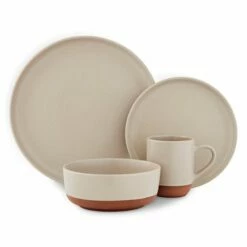 Barbary & Oak Verona 16-Piece Stone Dinnerware Set - Elegant Tableware for Everyday Dining