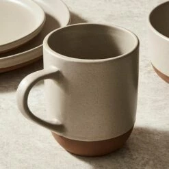 Barbary & Oak Verona 16-Piece Stone Dinnerware Set - Elegant Tableware for Everyday Dining -HARTS OF STUR Sales BO867014STN Barbary And Oak Verona 16 Piece Dinnerware Set Stone 3