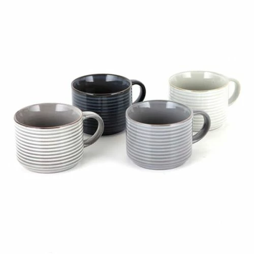 Barbary & Oak Totem Stacking Mugs, Set of 4 - Reactive Glaze Ceramic Coffee Cups 3 Barbary & Oak Totem Stacking Mugs, Set of 4 - Reactive Glaze Ceramic Coffee Cups