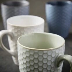 Barbary & Oak Reef Honeycomb Mug Set of 4 - Reactive Glaze Ceramic Coffee Cups 10 Barbary & Oak Reef Honeycomb Mug Set of 4 - Reactive Glaze Ceramic Coffee Cups -HARTS OF STUR Sales BO874013 Barbary Oak Honeycomb Mug Set 2