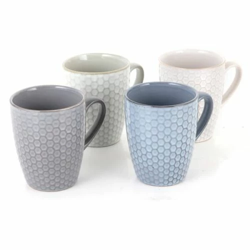 Barbary & Oak Reef Honeycomb Mug Set of 4 - Reactive Glaze Ceramic Coffee Cups 3 Barbary & Oak Reef Honeycomb Mug Set of 4 - Reactive Glaze Ceramic Coffee Cups