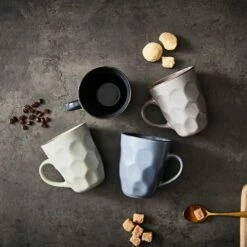 Barbary & Oak Fossil Embossed Mug Set of 4 - Premium Coloured Gift Box | Stylish Drinkware -HARTS OF STUR Sales BO874016 Barbary Oak Fossil Embossed Mug Set 5