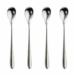 Robert Welch Bourton Bright Long Handled Spoon 4 Piece Set - Premium Stainless Steel Cutlery