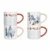 Cath Kidston London Set of 4 Stacking Mugs - Floral Design, Ceramic Drinkware