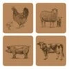 Rural Roots Farm Animals Placemat Pack Of 4 - Durable & Eco-Friendly Table Mats for Kids -HARTS OF STUR Sales CKPMSQ2692X4 Rural Roots Farm Animals Placemat Set of 4