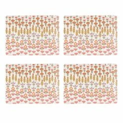 Cath Kidston Painted Table Set of 4 Cork Backed Rectangular Placemats - Stylish Tableware for Dining